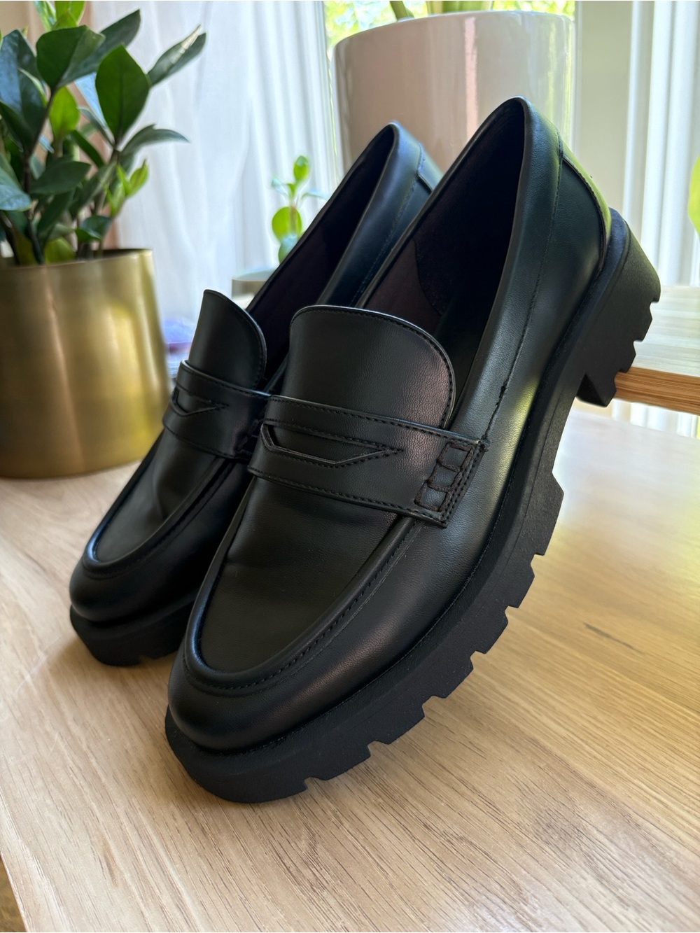 a new day Black Platform Lug Sole Penny Loafers